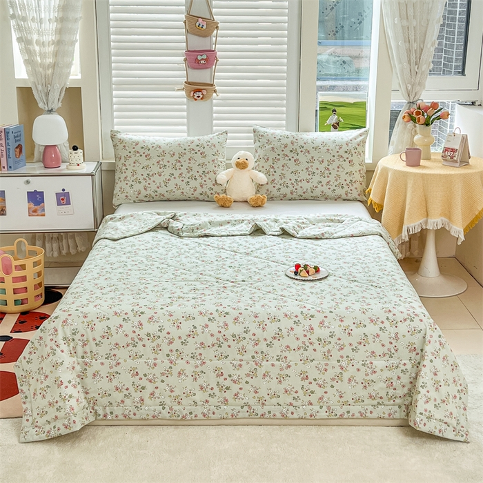 天瑜家纺 2025新款棉绸夏被苏香绸舒香绸夏凉被人造棉空调被 春日绿