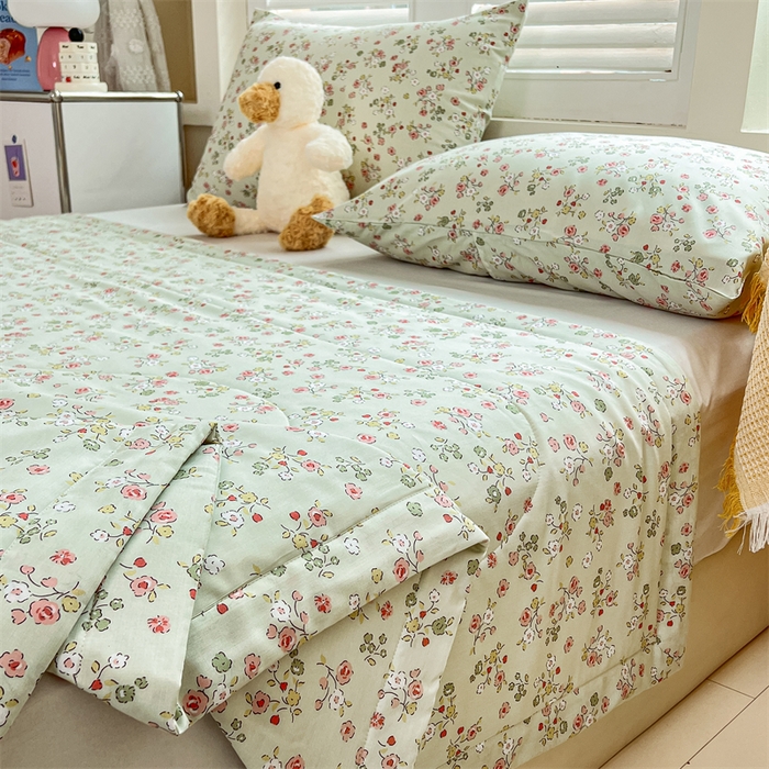 91家纺网 家纺一手货源 找家纺 天瑜家纺 2025新款棉绸夏被苏香绸舒香绸夏凉被人造棉空调被 春日绿