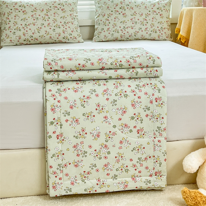 91家纺网 家纺一手货源 找家纺 天瑜家纺 2025新款棉绸夏被苏香绸舒香绸夏凉被人造棉空调被 春日绿