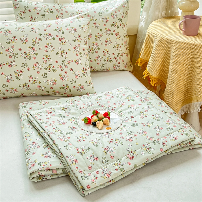 91家纺网 家纺一手货源 找家纺 天瑜家纺 2025新款棉绸夏被苏香绸舒香绸夏凉被人造棉空调被 春日绿