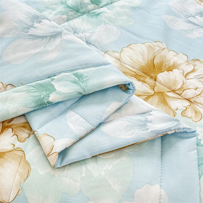 91家纺网 家纺一手货源 找家纺 天瑜家纺 2025新款棉绸夏被苏香绸舒香绸夏凉被人造棉空调被 盛世牡丹蓝