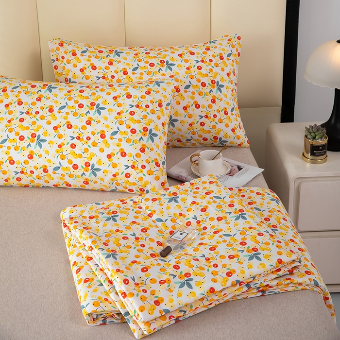 91家纺网 家纺一手货源 找家纺 天瑜家纺 2025新款棉绸夏被苏香绸舒香绸夏凉被人造棉空调被 樱桃黄