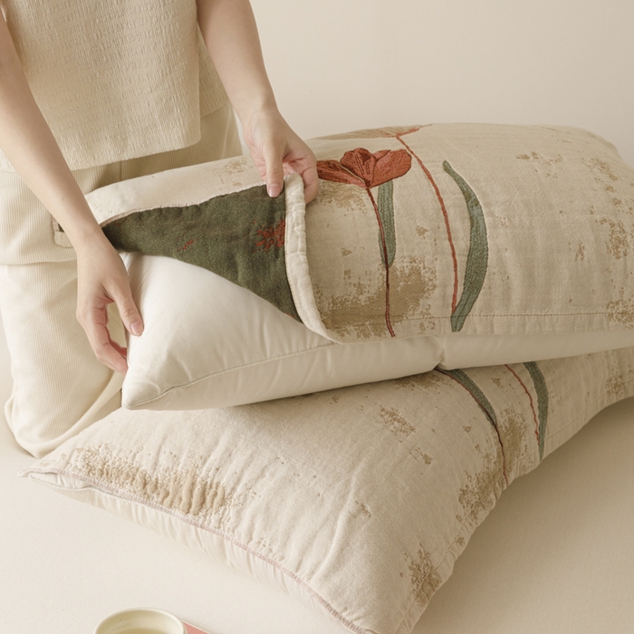 91家纺网 家纺一手货源 找家纺 爱港家纺 2025新款全棉色织纱枕巾 花卉枕头巾 隔热耐脏防滑枕巾 枕巾-闭月-貂蝉 52*75cm/对