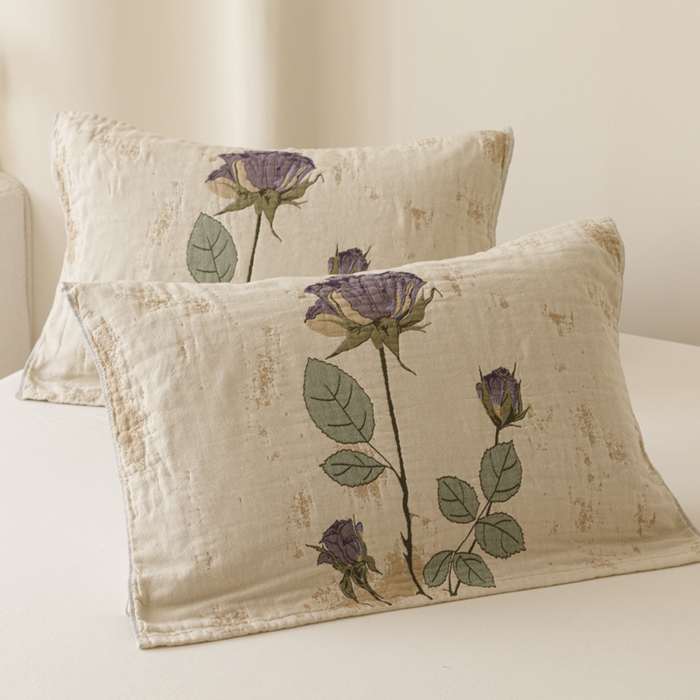 91家纺网 家纺一手货源 找家纺 爱港家纺 2025新款全棉色织纱枕巾 花卉枕头巾 隔热耐脏防滑枕巾 枕巾-沉鱼-西施 52*75cm/只