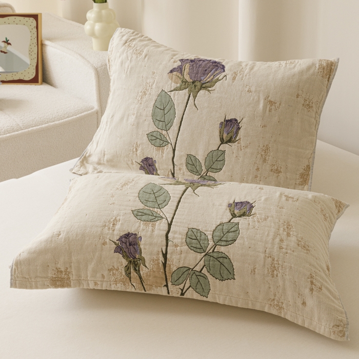 91家纺网 家纺一手货源 找家纺 爱港家纺 2025新款全棉色织纱枕巾 花卉枕头巾 隔热耐脏防滑枕巾 枕巾-沉鱼-西施 52*75cm/只