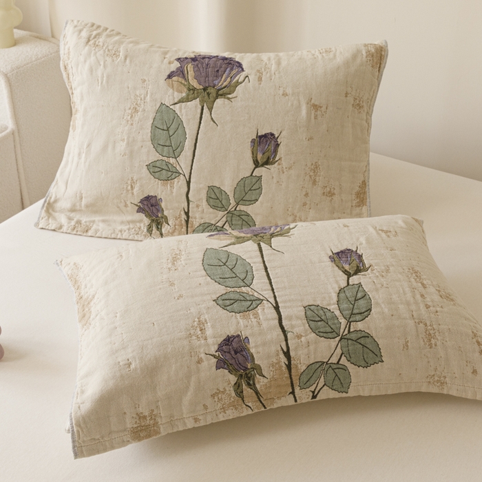 91家纺网 家纺一手货源 找家纺 爱港家纺 2025新款全棉色织纱枕巾 花卉枕头巾 隔热耐脏防滑枕巾 枕巾-沉鱼-西施 52*75cm/只