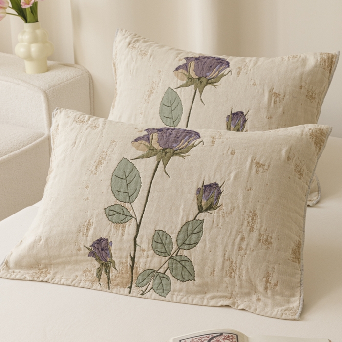 91家纺网 家纺一手货源 找家纺 爱港家纺 2025新款全棉色织纱枕巾 花卉枕头巾 隔热耐脏防滑枕巾 枕巾-沉鱼-西施 52*75cm/只