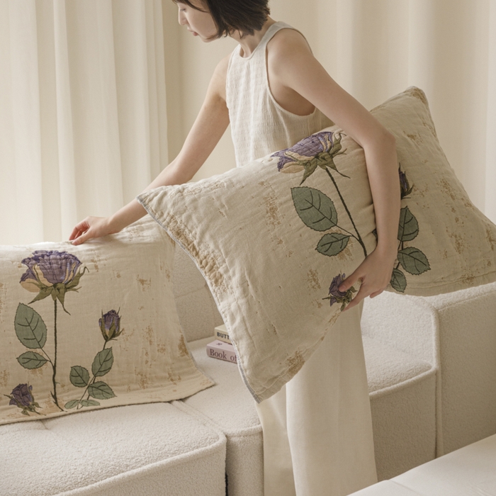 91家纺网 家纺一手货源 找家纺 爱港家纺 2025新款全棉色织纱枕巾 花卉枕头巾 隔热耐脏防滑枕巾 枕巾-沉鱼-西施 52*75cm/只