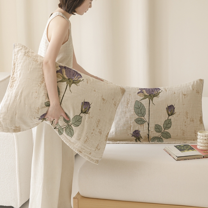 91家纺网 家纺一手货源 找家纺 爱港家纺 2025新款全棉色织纱枕巾 花卉枕头巾 隔热耐脏防滑枕巾 枕巾-沉鱼-西施 52*75cm/只