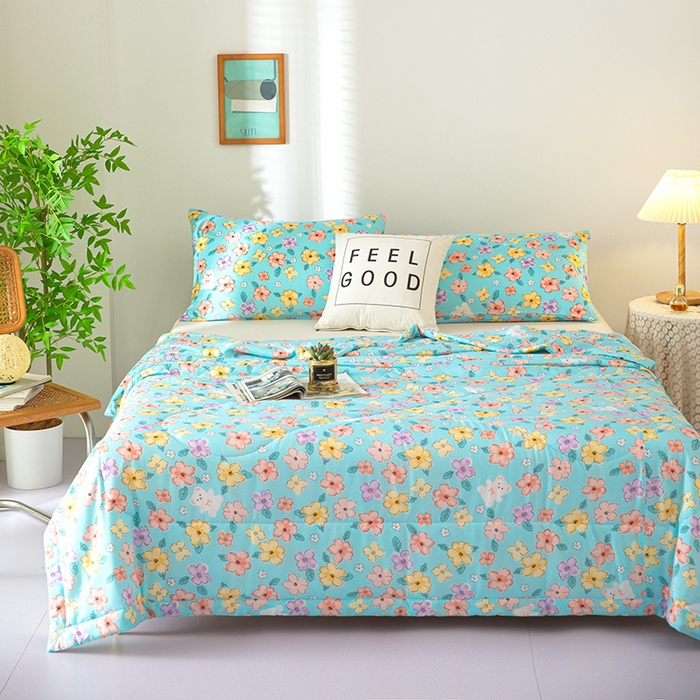 天瑜家纺 2025新款棉绸夏被苏香绸舒香绸夏凉被人造棉空调被 缤纷蓝