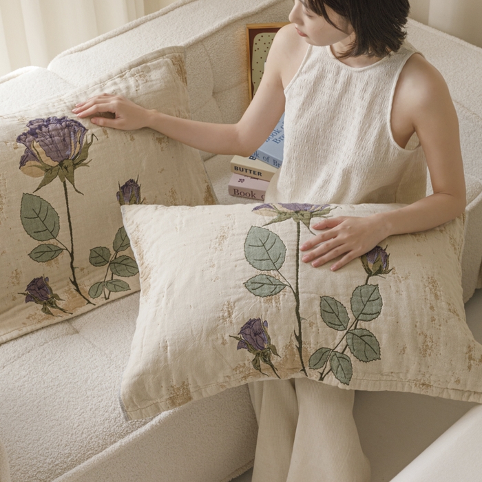 91家纺网 家纺一手货源 找家纺 爱港家纺 2025新款全棉色织纱枕巾 花卉枕头巾 隔热耐脏防滑枕巾 枕巾-沉鱼-西施 52*75cm/对