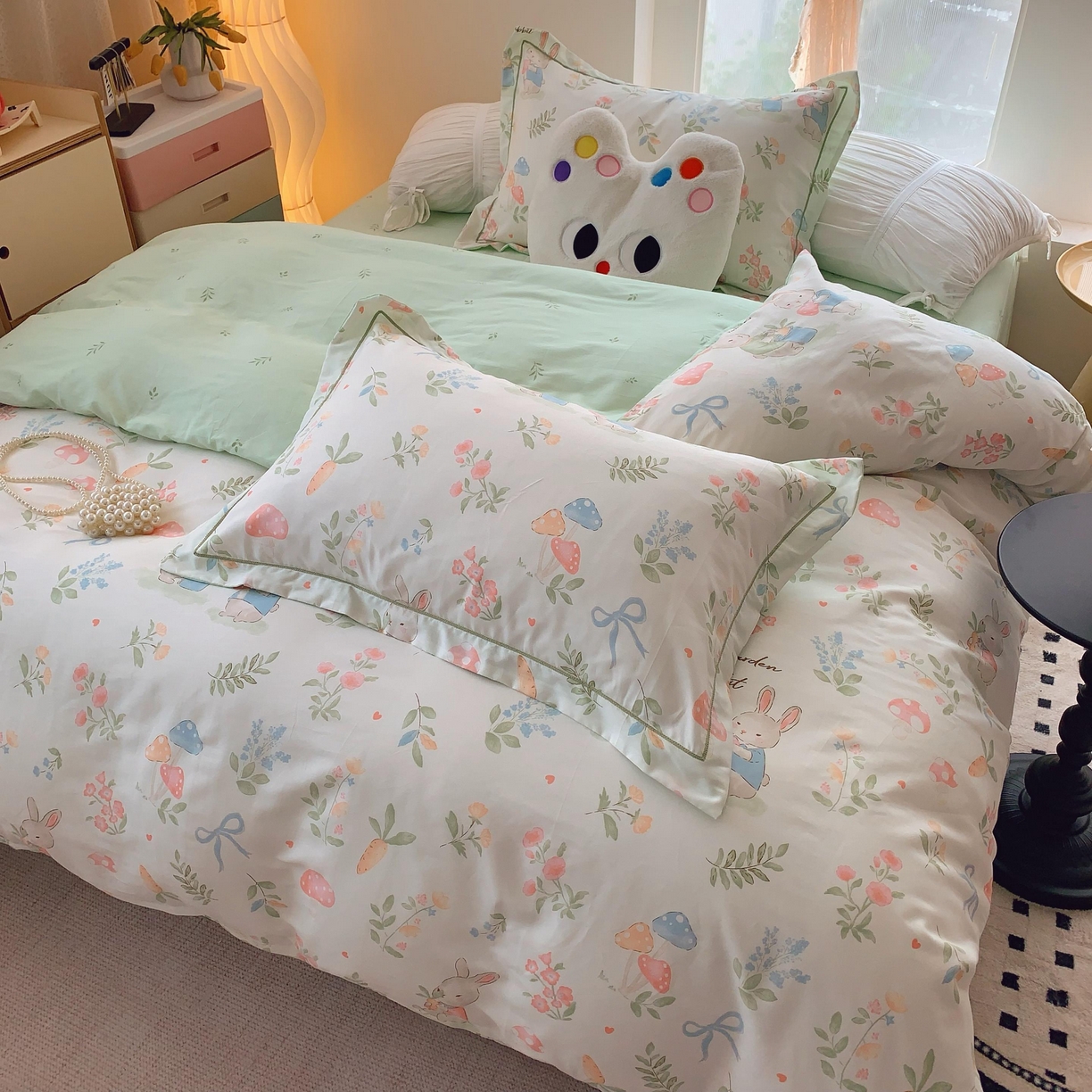 91家纺网 家纺一手货源 找家纺 莱豫家纺 2025新款亲肤舒适小清新印花纯棉四件套 梦屿千寻