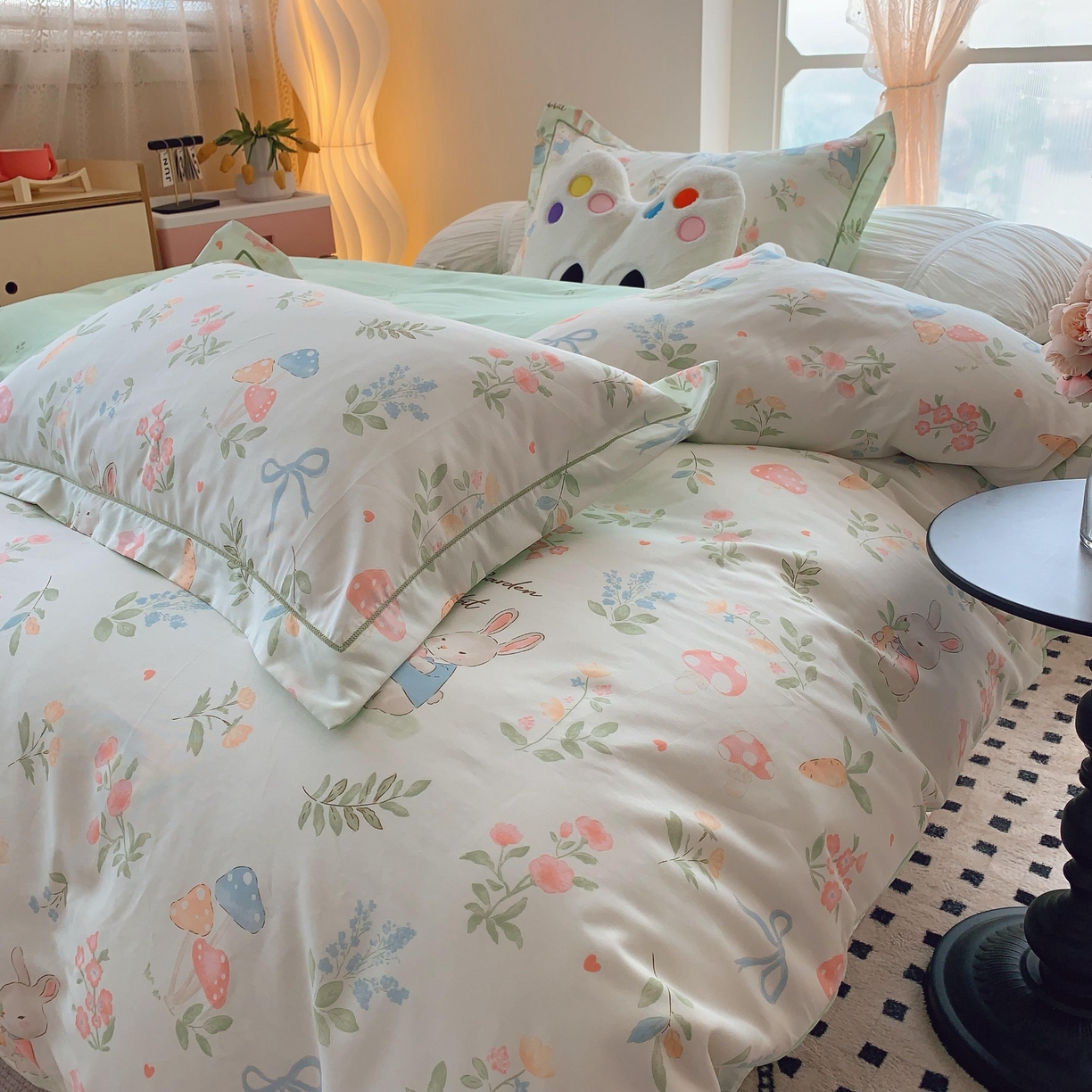 91家纺网 家纺一手货源 找家纺 莱豫家纺 2025新款亲肤舒适小清新印花纯棉四件套 梦屿千寻