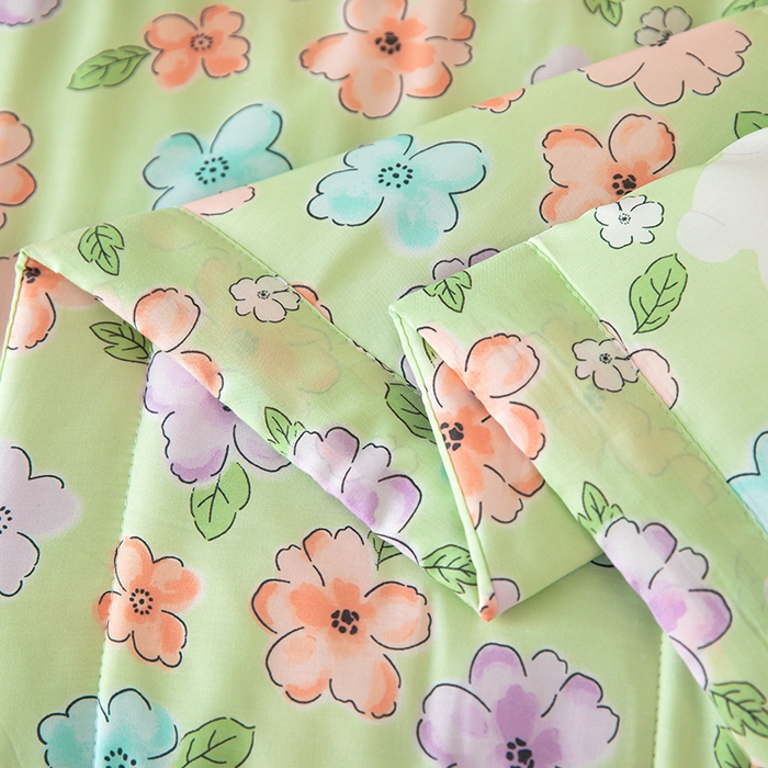 91家纺网 家纺一手货源 找家纺 天瑜家纺 2025新款棉绸夏被苏香绸舒香绸夏凉被人造棉空调被 缤纷绿