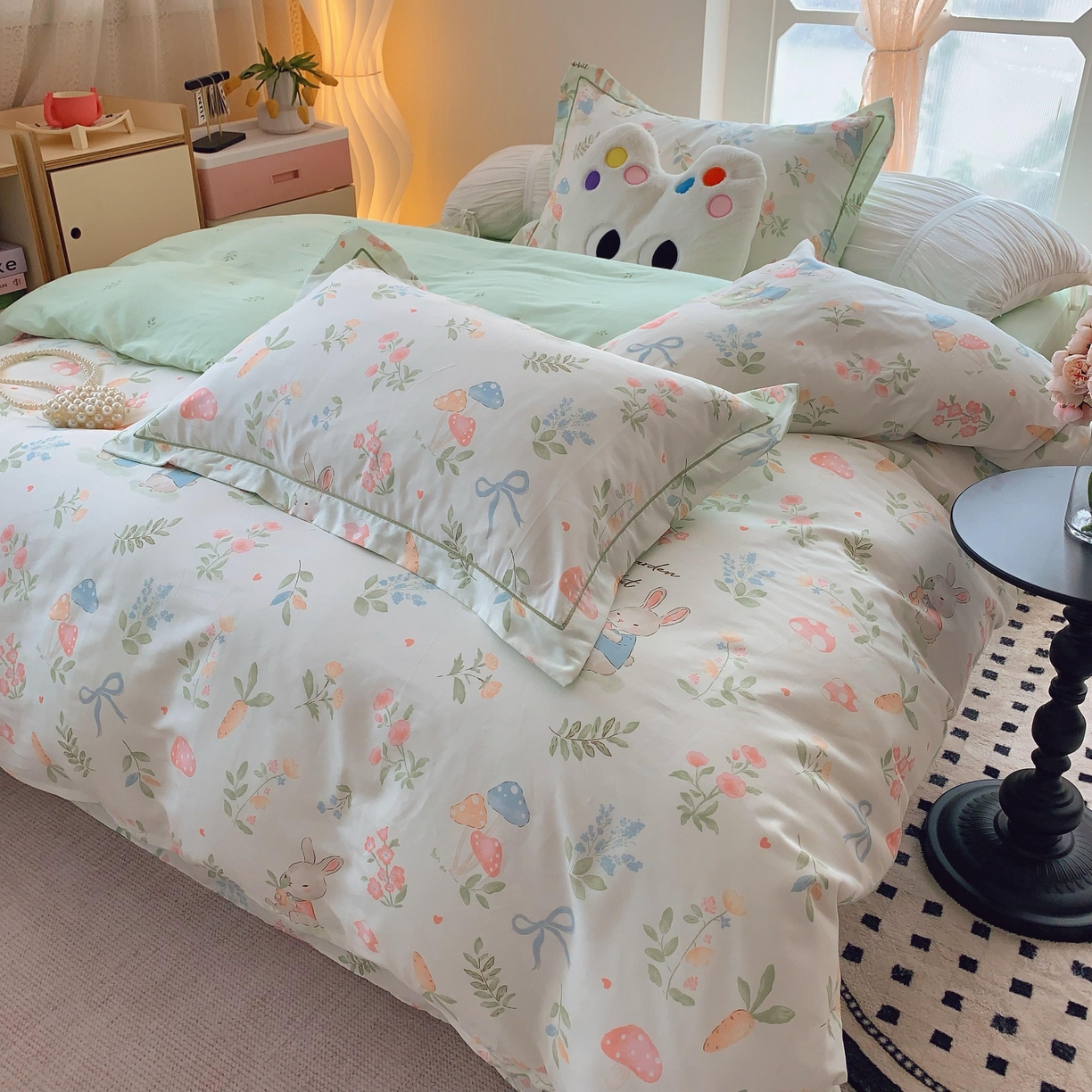 91家纺网 家纺一手货源 找家纺 莱豫家纺 2025新款亲肤舒适小清新印花纯棉四件套 梦屿千寻