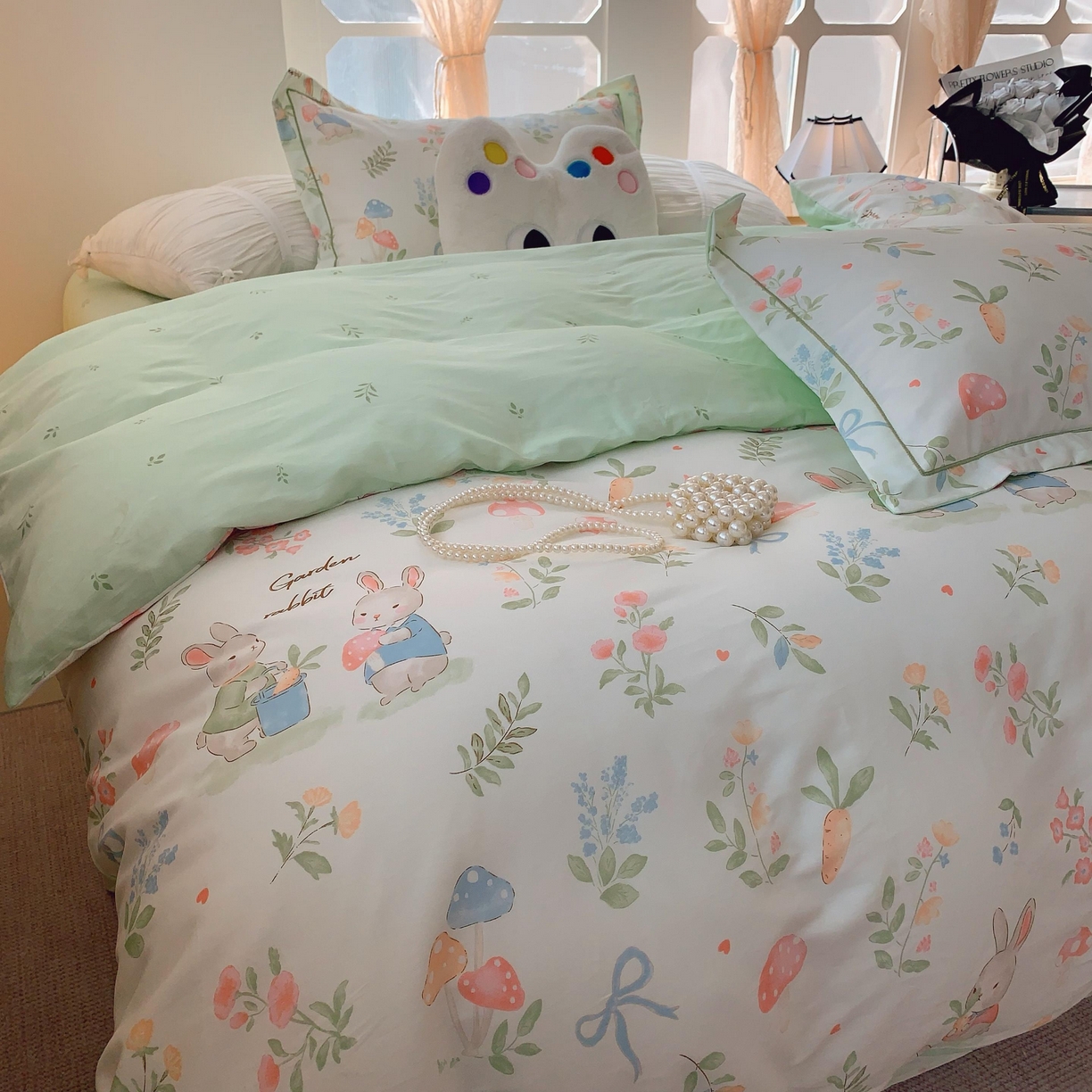 91家纺网 家纺一手货源 找家纺 莱豫家纺 2025新款亲肤舒适小清新印花纯棉四件套 梦屿千寻