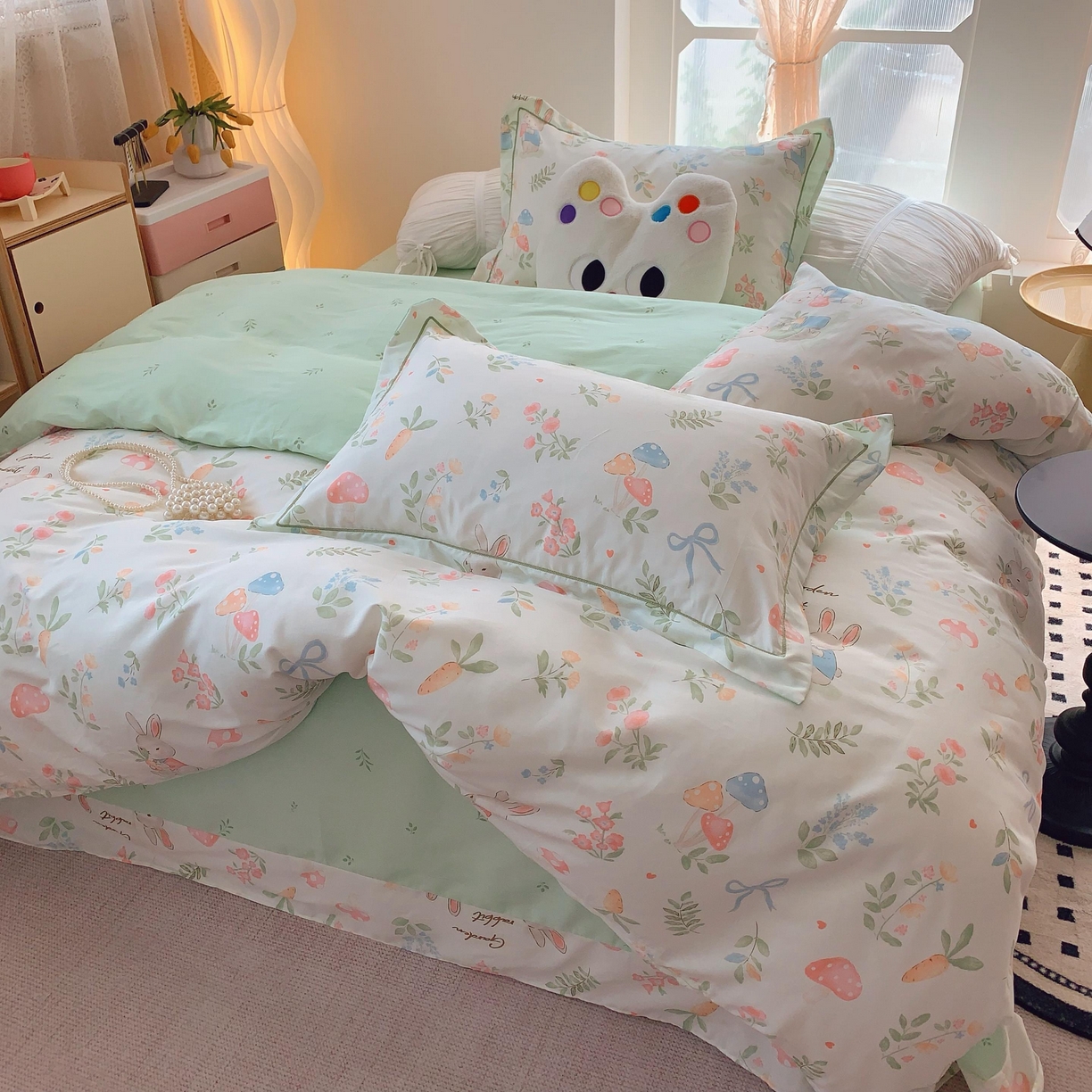 91家纺网 家纺一手货源 找家纺 莱豫家纺 2025新款亲肤舒适小清新印花纯棉四件套 梦屿千寻