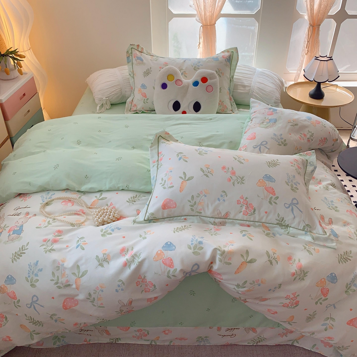 91家纺网 家纺一手货源 找家纺 莱豫家纺 2025新款亲肤舒适小清新印花纯棉四件套 梦屿千寻