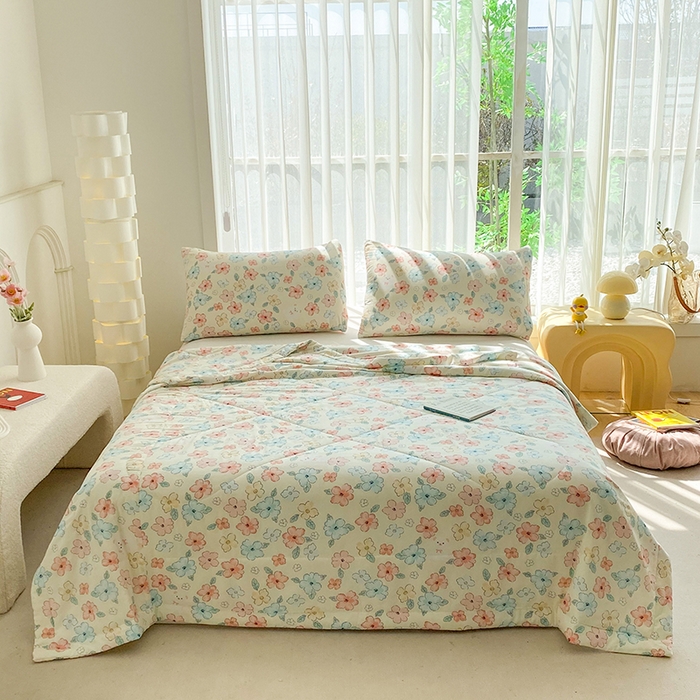 天瑜家纺 2025新款棉绸夏被苏香绸舒香绸夏凉被人造棉空调被 缤纷米色