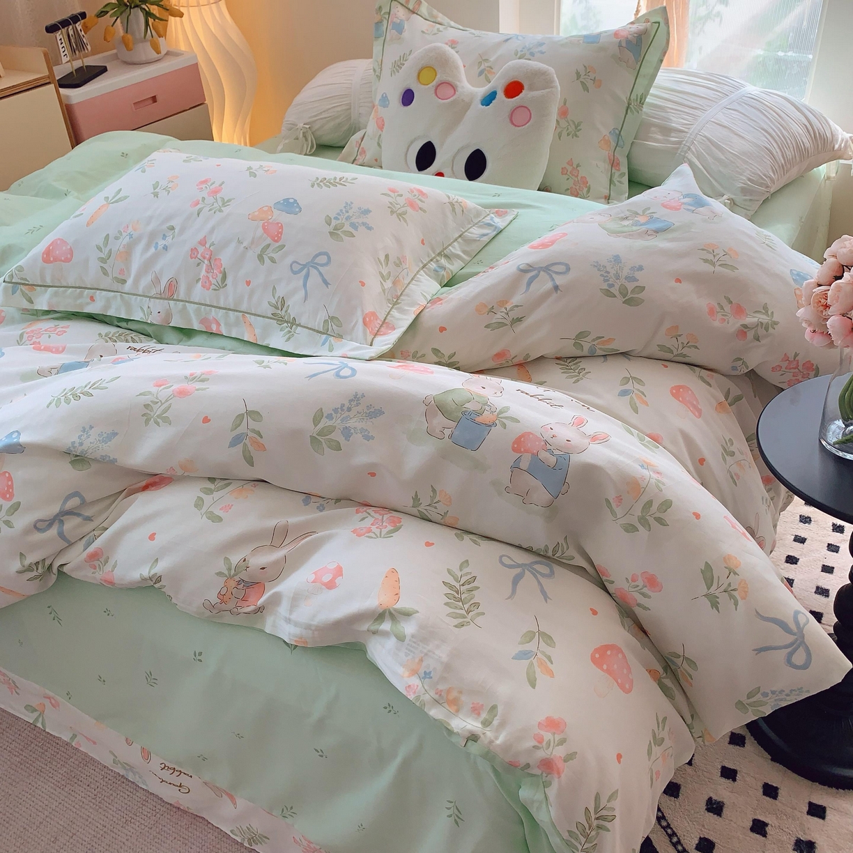 91家纺网 家纺一手货源 找家纺 莱豫家纺 2025新款亲肤舒适小清新印花纯棉四件套 梦屿千寻