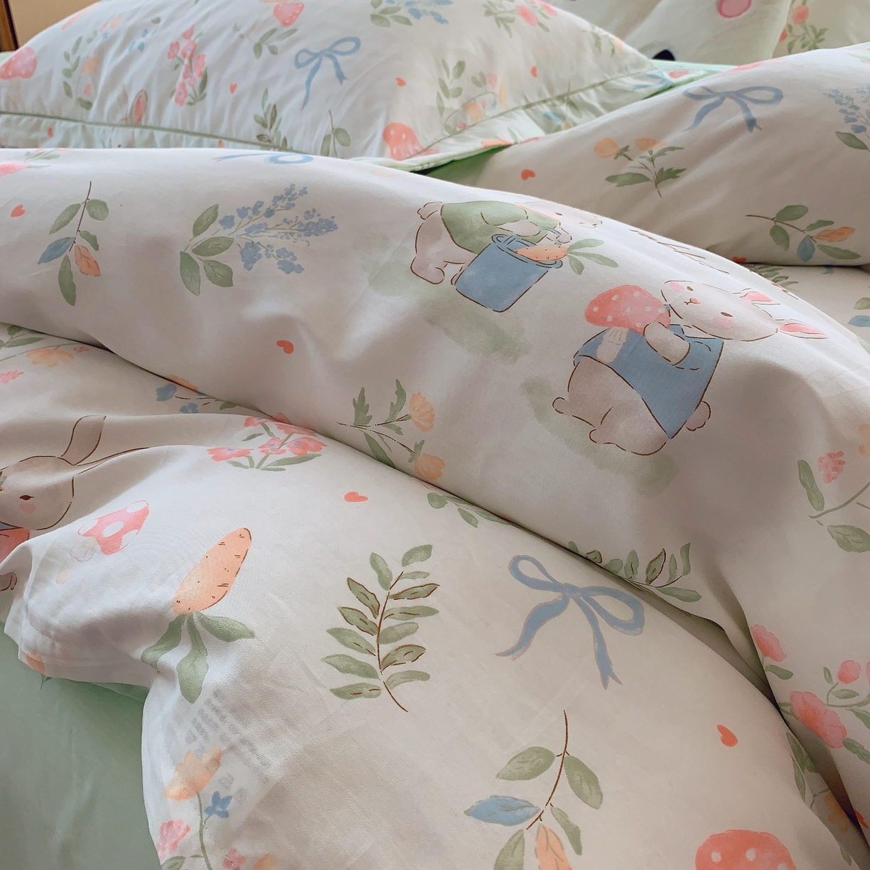 91家纺网 家纺一手货源 找家纺 莱豫家纺 2025新款亲肤舒适小清新印花纯棉四件套 梦屿千寻