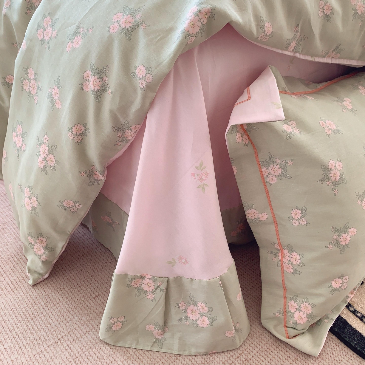 91家纺网 家纺一手货源 找家纺 莱豫家纺 2025新款亲肤舒适小清新印花纯棉四件套 沐歌绿