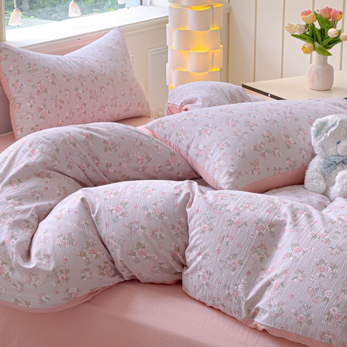 91家纺网 家纺一手货源 找家纺 （总）蓝淋家纺 2025新款亲肤舒适皱皱棉印花四件套