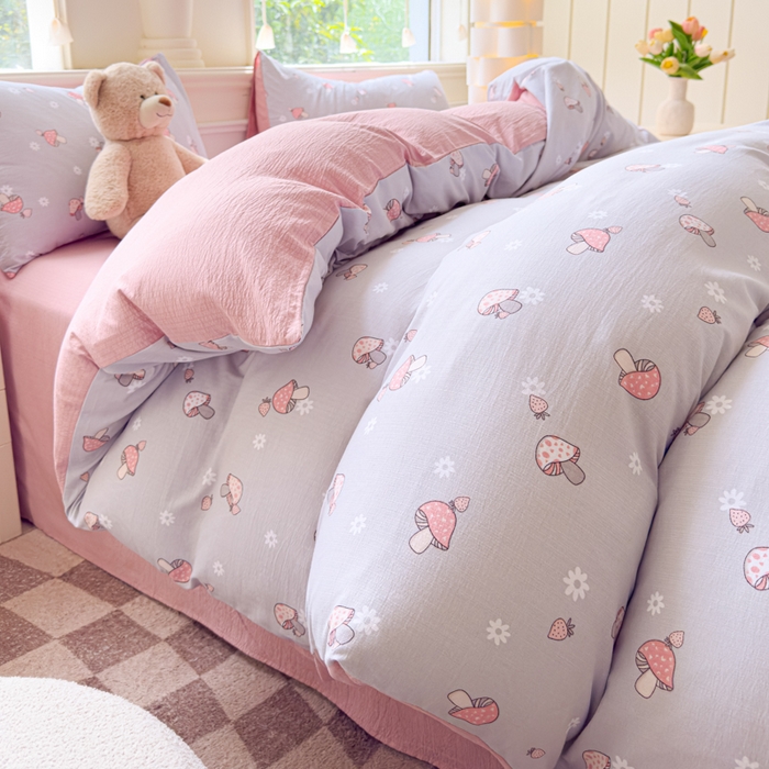 91家纺网 家纺一手货源 找家纺 （总）蓝淋家纺 2025新款亲肤舒适皱皱棉印花四件套