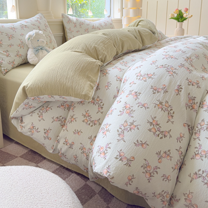 91家纺网 家纺一手货源 找家纺 （总）蓝淋家纺 2025新款亲肤舒适皱皱棉印花四件套