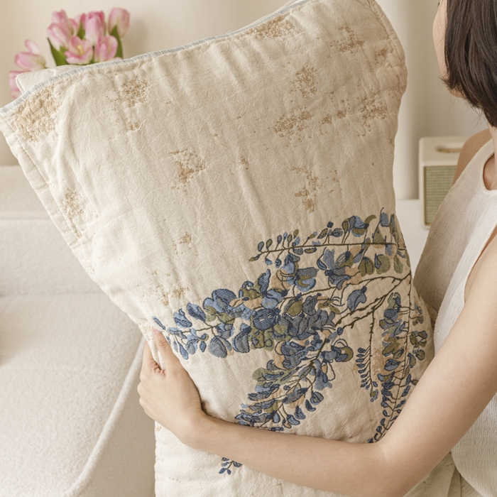 91家纺网 家纺一手货源 找家纺 爱港家纺 2025新款全棉色织纱枕巾 花卉枕头巾 隔热耐脏防滑枕巾 枕巾-落雁-昭君 52*75cm/对