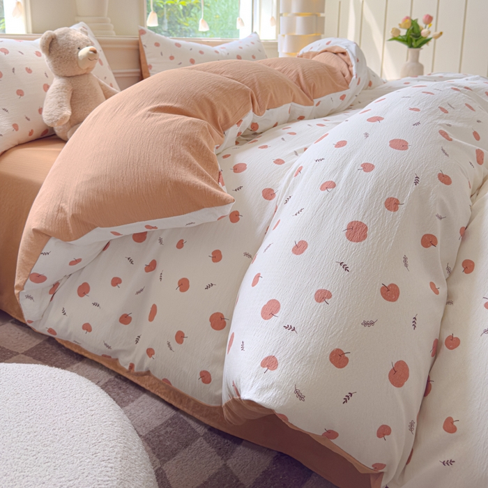 91家纺网 家纺一手货源 找家纺 （总）蓝淋家纺 2025新款亲肤舒适皱皱棉印花四件套