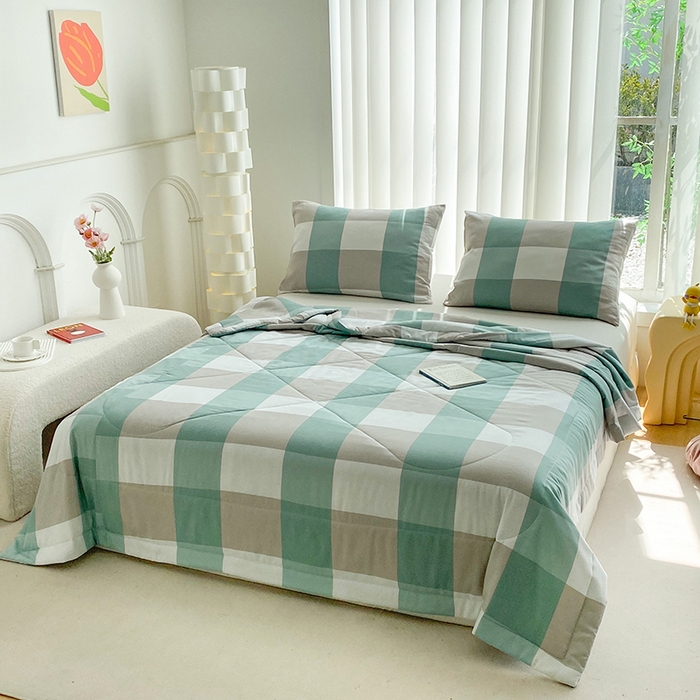 91家纺网 家纺一手货源 找家纺 天瑜家纺 2025新款棉绸夏被苏香绸舒香绸夏凉被人造棉空调被 绿大格