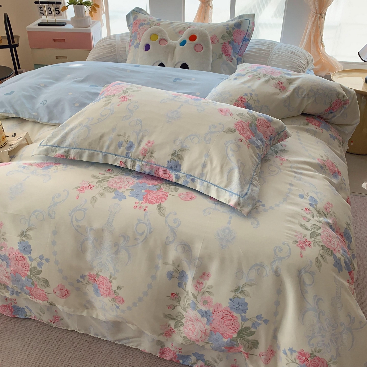 91家纺网 家纺一手货源 找家纺 莱豫家纺 2025新款亲肤舒适小清新印花纯棉四件套 那年花开