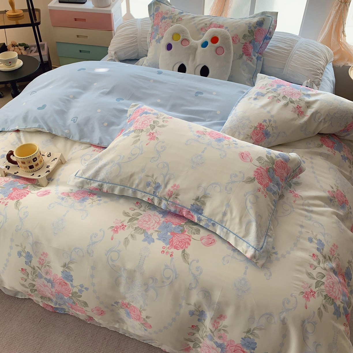 91家纺网 家纺一手货源 找家纺 莱豫家纺 2025新款亲肤舒适小清新印花纯棉四件套 那年花开