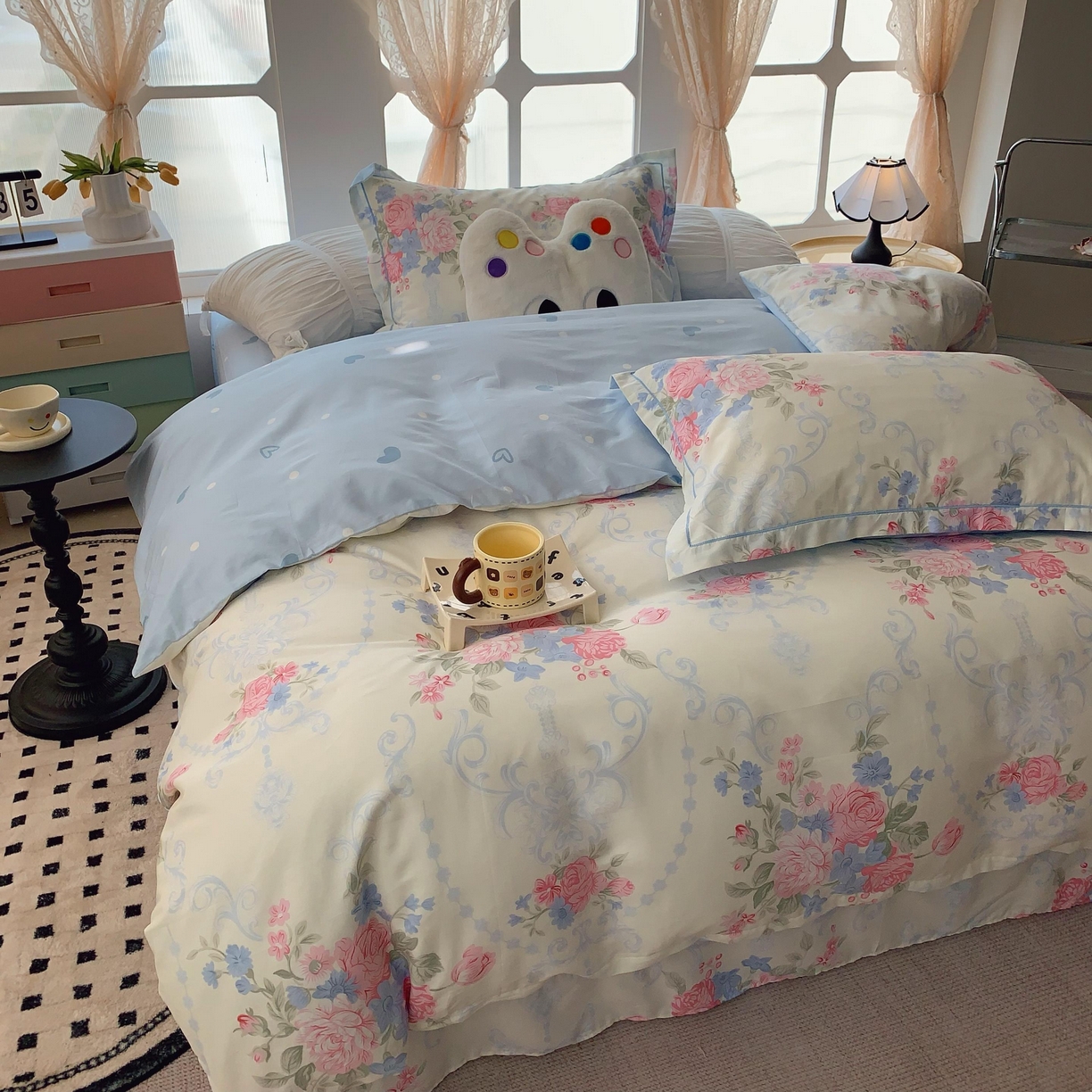 91家纺网 家纺一手货源 找家纺 莱豫家纺 2025新款亲肤舒适小清新印花纯棉四件套 那年花开