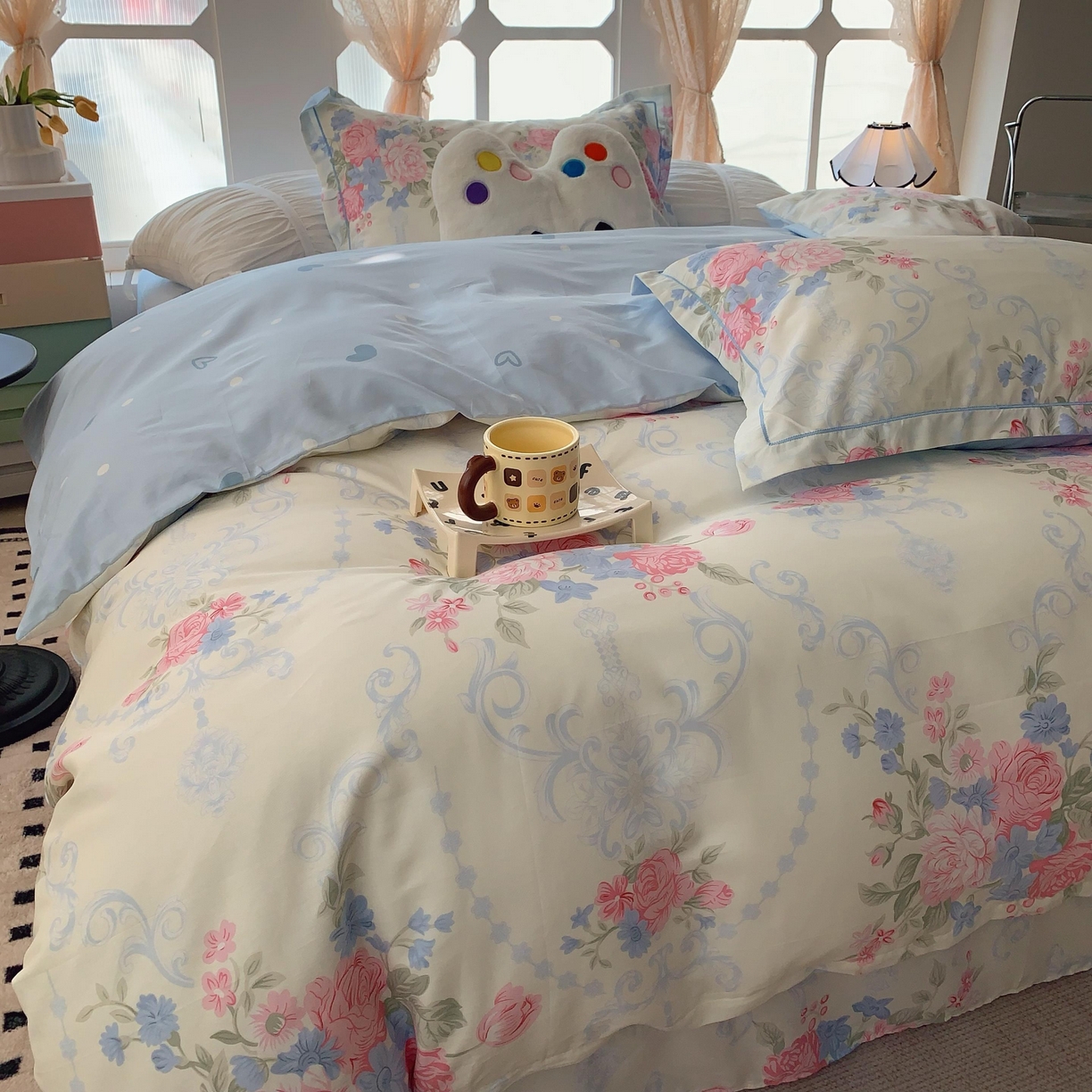 91家纺网 家纺一手货源 找家纺 莱豫家纺 2025新款亲肤舒适小清新印花纯棉四件套 那年花开