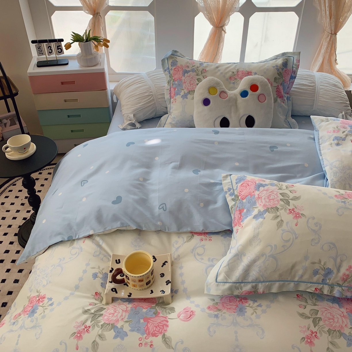 91家纺网 家纺一手货源 找家纺 莱豫家纺 2025新款亲肤舒适小清新印花纯棉四件套 那年花开