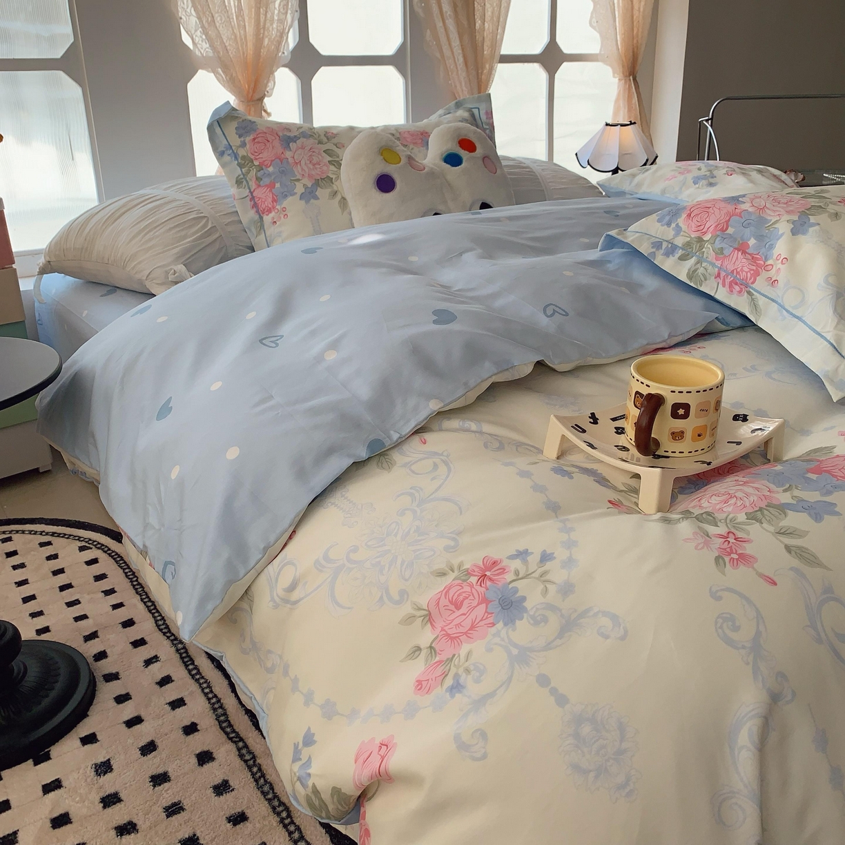 91家纺网 家纺一手货源 找家纺 莱豫家纺 2025新款亲肤舒适小清新印花纯棉四件套 那年花开