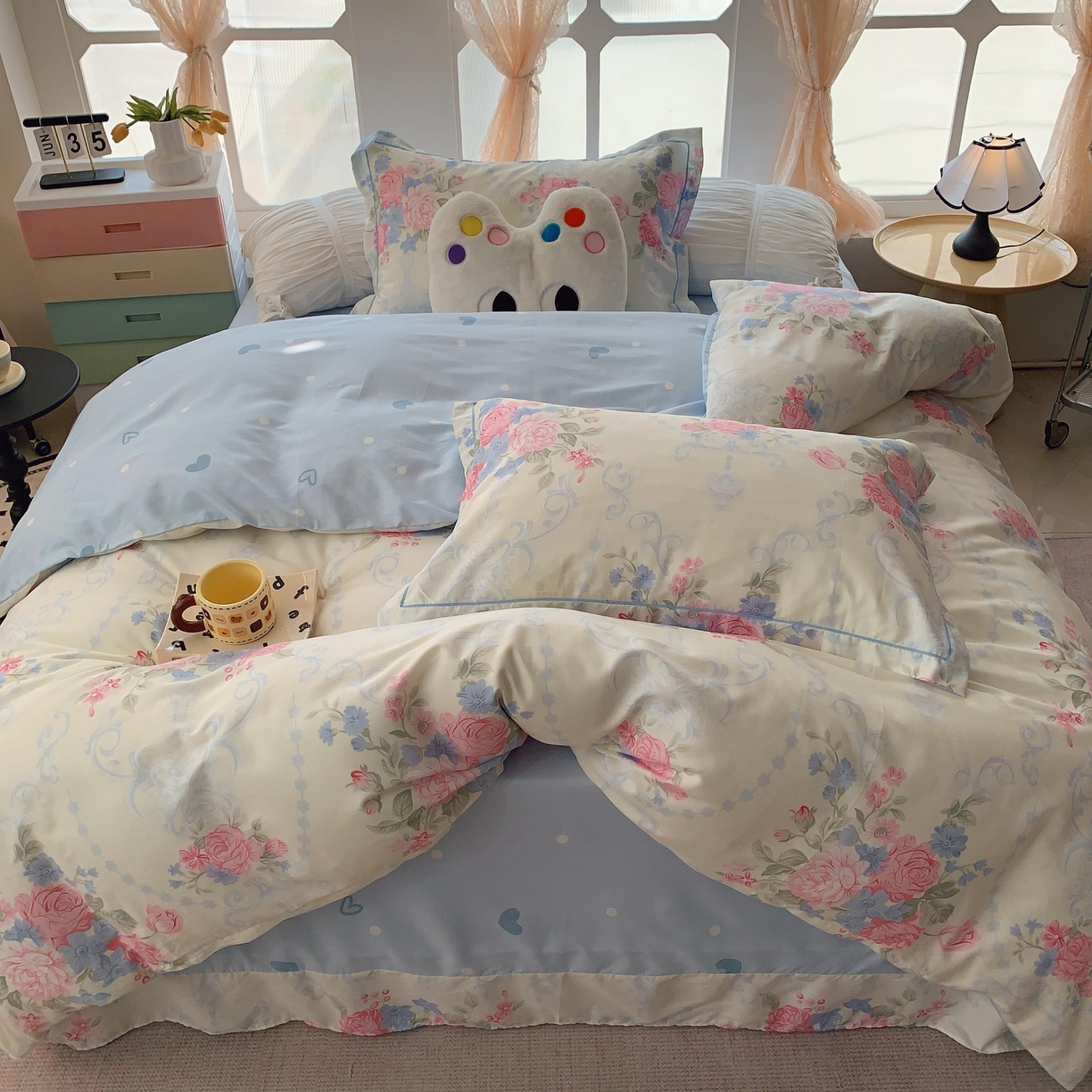 91家纺网 家纺一手货源 找家纺 莱豫家纺 2025新款亲肤舒适小清新印花纯棉四件套 那年花开