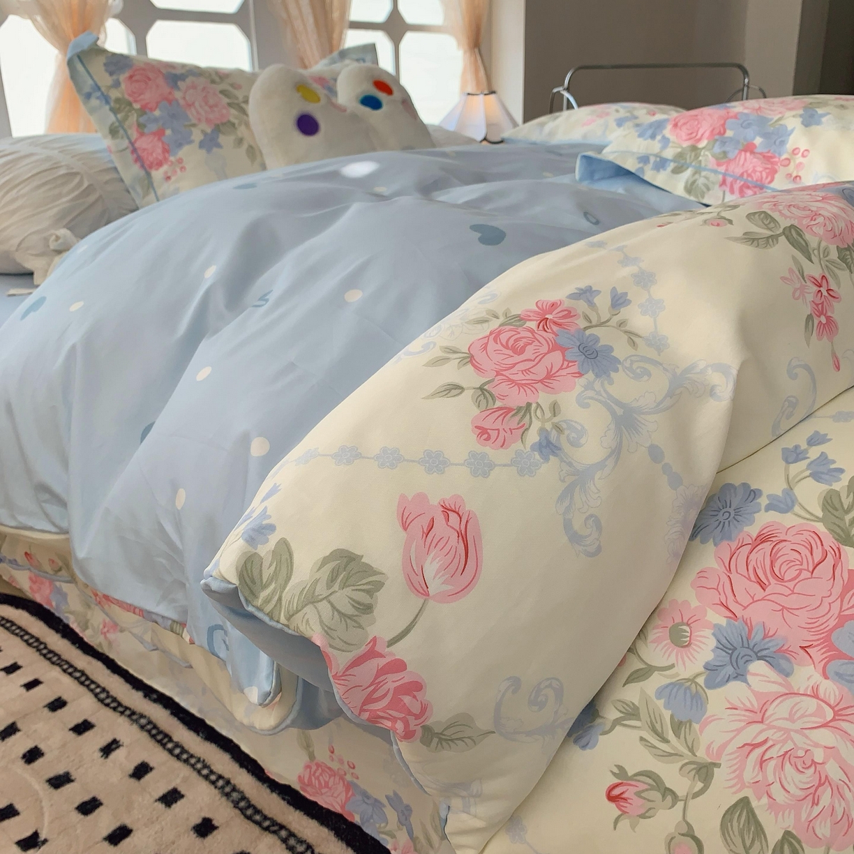 91家纺网 家纺一手货源 找家纺 莱豫家纺 2025新款亲肤舒适小清新印花纯棉四件套 那年花开