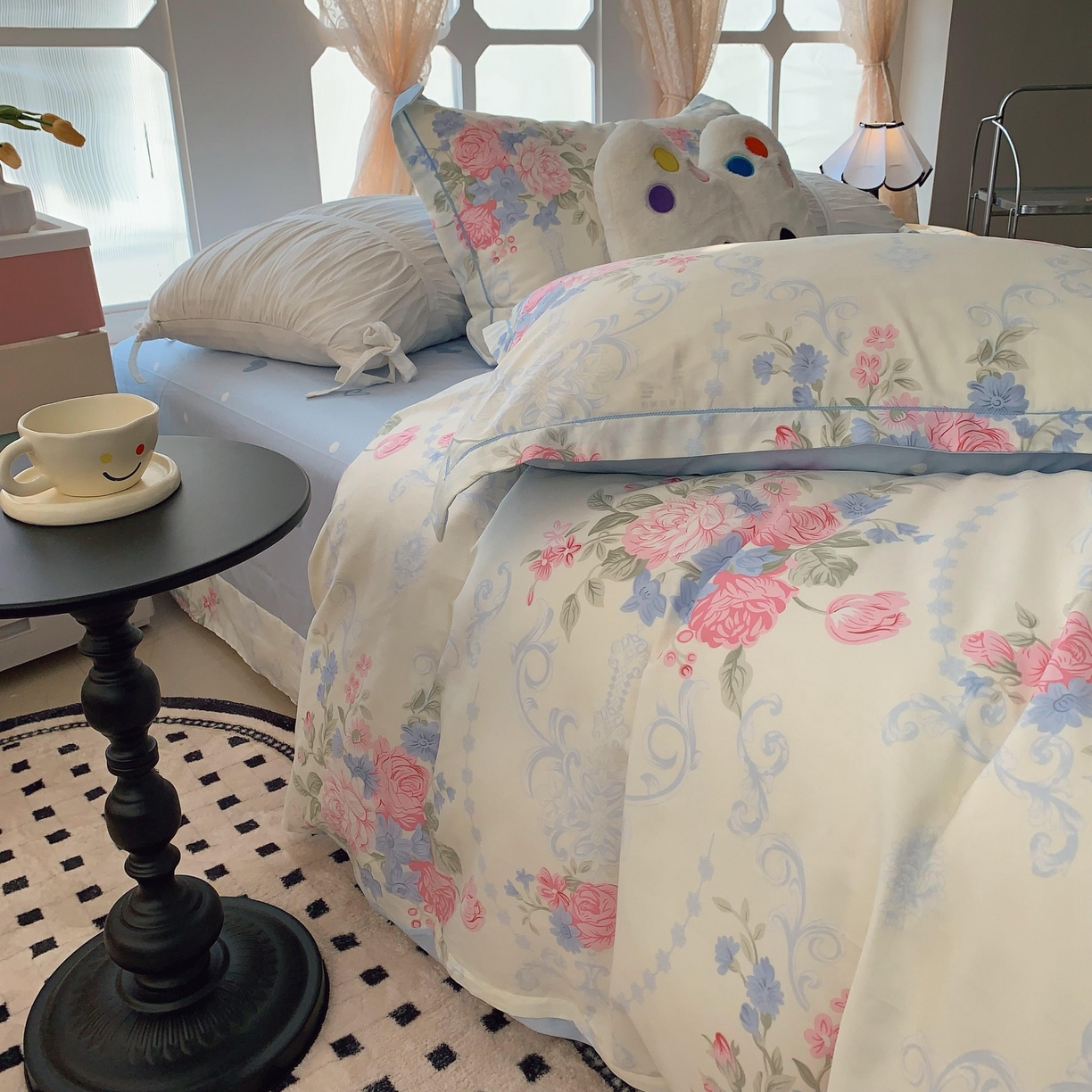 91家纺网 家纺一手货源 找家纺 莱豫家纺 2025新款亲肤舒适小清新印花纯棉四件套 那年花开