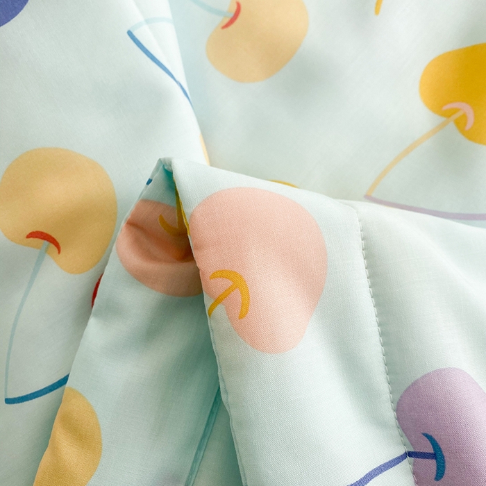 91家纺网 家纺一手货源 找家纺 天瑜家纺 2025新款棉绸夏被苏香绸舒香绸夏凉被人造棉空调被 七彩樱桃蓝