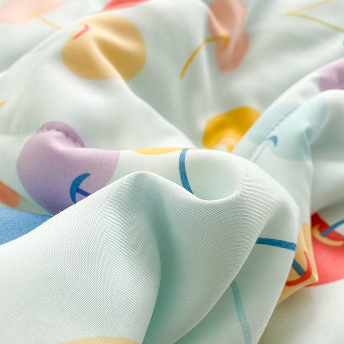 91家纺网 家纺一手货源 找家纺 天瑜家纺 2025新款棉绸夏被苏香绸舒香绸夏凉被人造棉空调被 七彩樱桃蓝