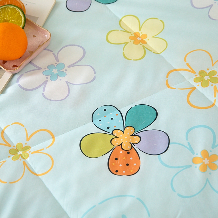 91家纺网 家纺一手货源 找家纺 天瑜家纺 2025新款棉绸夏被苏香绸舒香绸夏凉被人造棉空调被 七色花 蓝