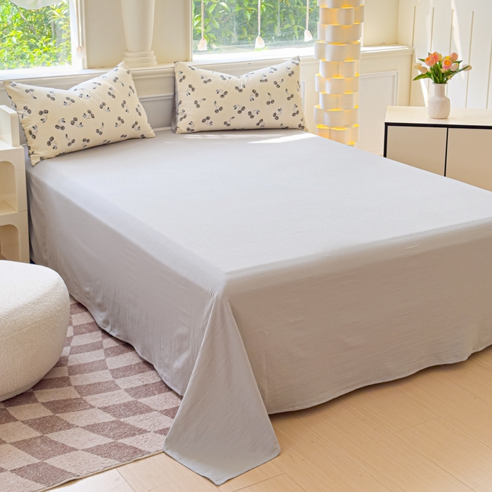 91家纺网 家纺一手货源 找家纺 蓝淋家纺 2025新款亲肤舒适皱皱棉印花四件套 点点爱