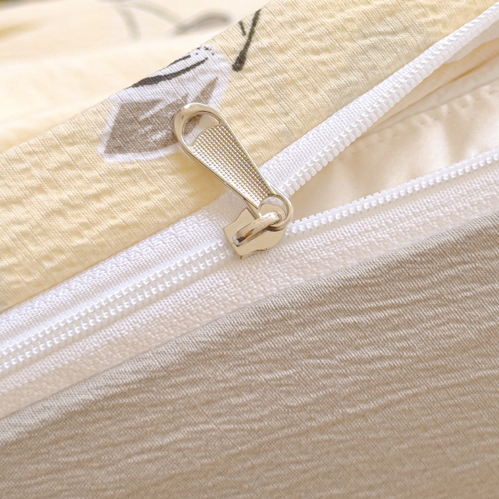 91家纺网 家纺一手货源 找家纺 蓝淋家纺 2025新款亲肤舒适皱皱棉印花四件套 点点爱