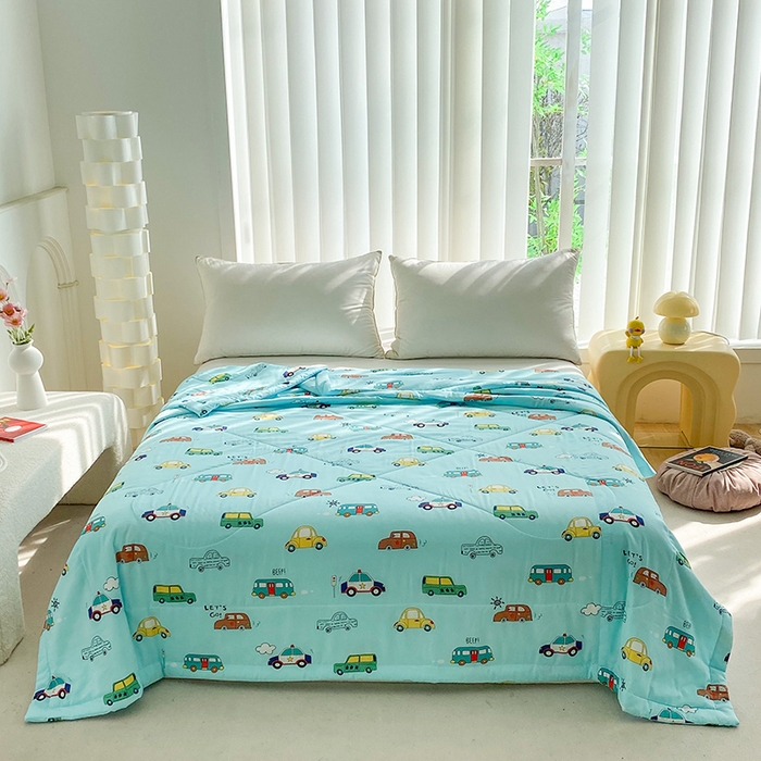 天瑜家纺 2025新款棉绸夏被苏香绸舒香绸夏凉被人造棉空调被 小汽车蓝