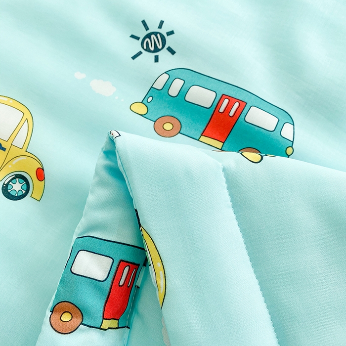 91家纺网 家纺一手货源 找家纺 天瑜家纺 2025新款棉绸夏被苏香绸舒香绸夏凉被人造棉空调被 小汽车蓝