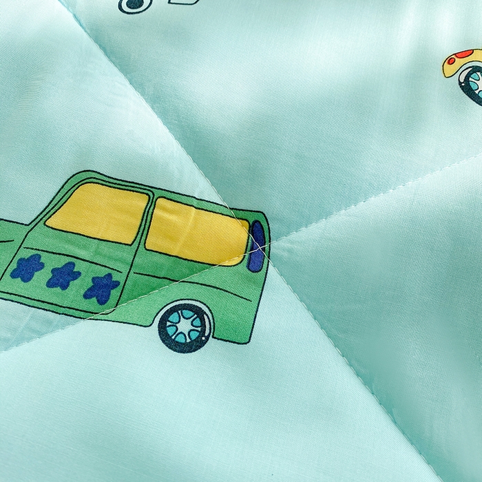 91家纺网 家纺一手货源 找家纺 天瑜家纺 2025新款棉绸夏被苏香绸舒香绸夏凉被人造棉空调被 小汽车蓝