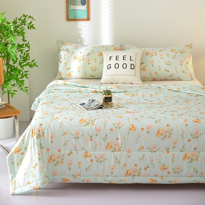 天瑜家纺 2025新款棉绸夏被苏香绸舒香绸夏凉被人造棉空调被 盈盈夏日 蓝